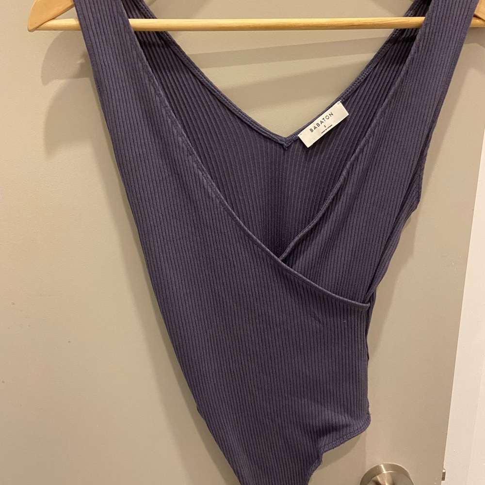 Babaton Deep Purple Ribbed Bodysuit
